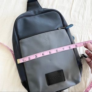 Blue and grey crossbody Coach laptop bag